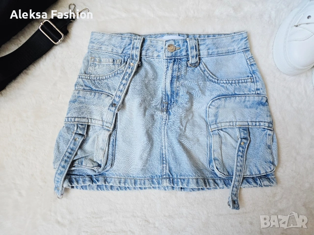 Bershka дамска къса дънкова пола , снимка 6 - Поли - 51134022