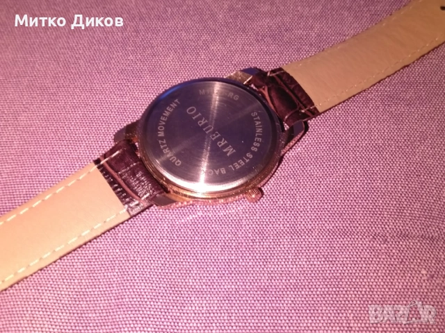 Mreurio кварцов часовник нов с каишка естествена кожа, снимка 11 - Мъжки - 53322841