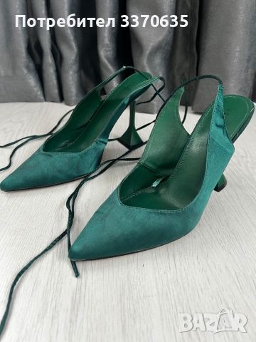 Дамски високи обувки с връзки в зелен цвят, 39 номер
