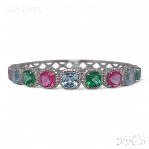 СРЕБЪРНА ГРИВНА ОТ ТАЙЛАНД С ЕСТЕСТВЕН ТОПАЗ И РОДИЕВО ПОКРИТИЕ, снимка 3 - Гривни - 52457983