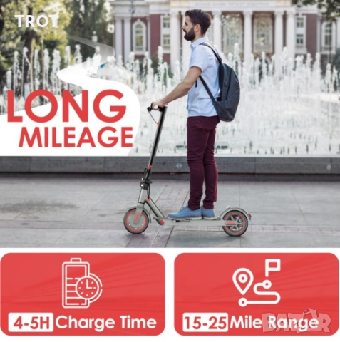 D8 Pro Електрическа Тротинетка - 36V 10.5Ah с 250W Безчетков мотор, развиваща до 25 км/ч и до 150 кг, снимка 6 - Други спортове - 52180810