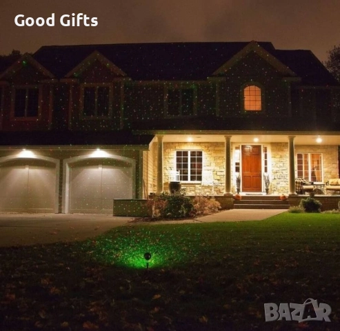 Коледен лазерен прожектор Star Shower – фасадна украса със зелени и червени лъчи, снимка 9 - Прожектори - 52099240