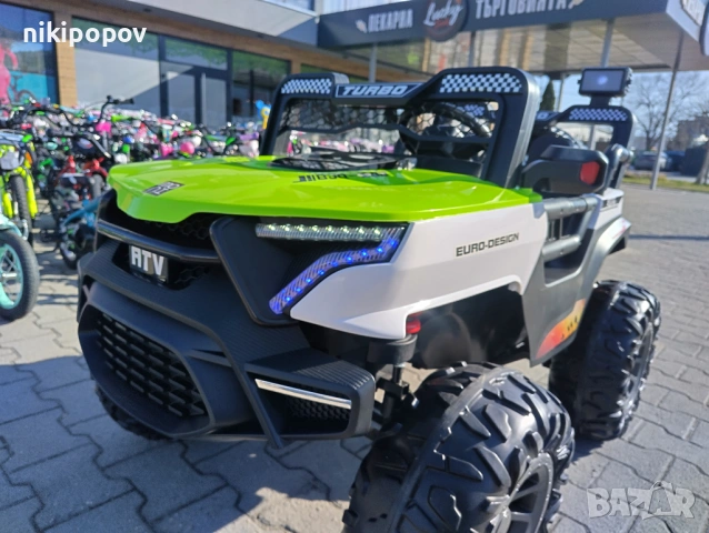 F1 Двуместен акумулаторен джип TURBO 4x4 зелен, снимка 2 - Други - 53849948