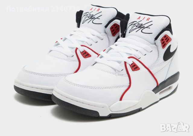 ПРОДАДЕНО: Nike Sportswear Високи маратонки 'Air Flight 89, размер 43' в бяло и червено , снимка 3 - Маратонки - 45468690
