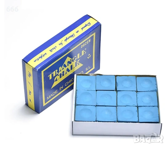 Пакет от 12 тебешира за билярдни щеки в син цвят