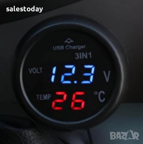 Волтметър  зарядно за кола, термометър за кола, 2.1А, снимка 6 - Аксесоари и консумативи - 39059302