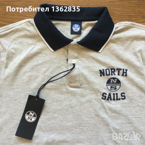 НОВА оригинална сива памучна поло тениска с яка NORTH SAILS размер XL от Италия, снимка 4 - Тениски - 45237058