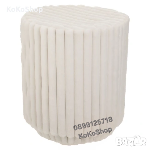 Бяла табуретка-36х43 см./мека табуретка/бял пуф, снимка 2 - Дивани и мека мебел - 53056988