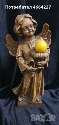 Дървена статуетка на ангел, снимка 4 - Антикварни и старинни предмети - 54083808