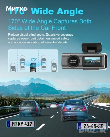 Видеорегистратор Zhiroad Q20S 4K WiFi Dash Cam 64GB SD, снимка 3 - Камери - 52811456
