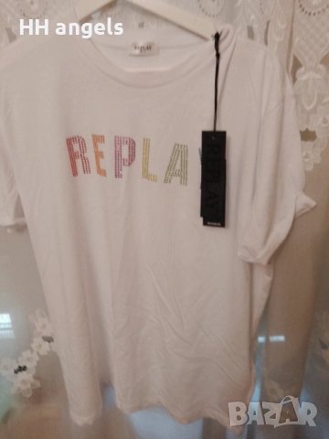 Replay дамска тениска нова с камъни , снимка 2 - Тениски - 52750106
