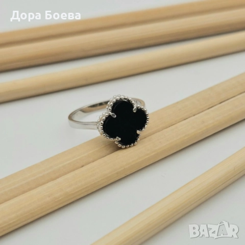 Сребърен пръстен: "Ноир", снимка 3 - Пръстени - 52219564