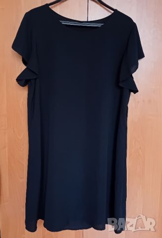 Черна рокля с къдри на ръкавите, снимка 5 - Рокли - 45591853