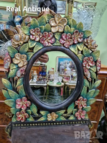 Уникално много старо английско антикварно дървено огледало , снимка 7 - Антикварни и старинни предмети - 50070225