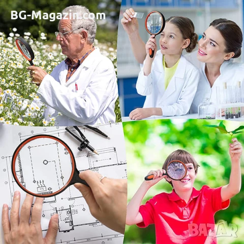 Професионална голяма увеличителна ръчна лупа 3X за четене на книги вестници стъклена с дръжка деца, снимка 6 - Други инструменти - 50920882