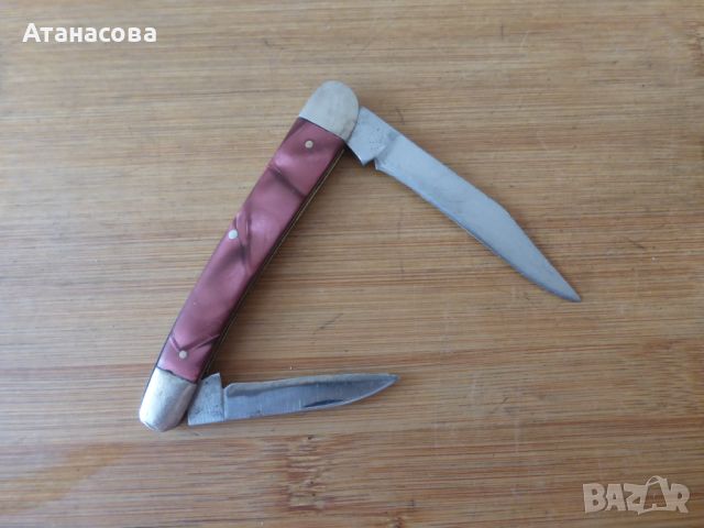 Джобно ножче с 2 остриета розово Буковец, снимка 2 - Антикварни и старинни предмети - 45307188