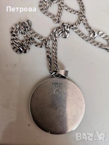 сребърен синджир с висулка пентаграм. , снимка 2 - Колиета, медальони, синджири - 53983144