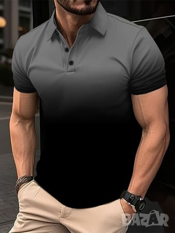Мъжка тениска за с градиентен цвят, голям размер,за лятото,стилен стил,къс ръкав, снимка 1 - Тениски - 46102799