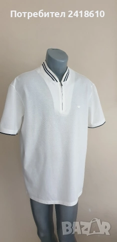 Еmporio Armani Zip Pique Pima Cotton Slim Fit Mens Size 3XL НОВО! ОРИГИНАЛ Мъжка Тениска!, снимка 3 - Тениски - 53925299