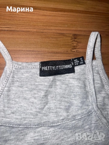 PrettyLittleThing сива къса блуза за жени, снимка 2 - Корсети, бюстиета, топове - 53560067