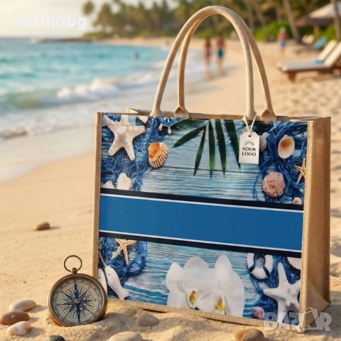 Стилна лятна чанта за плаж и разходка, размер 43 х 34 см, снимка 4 - Чанти - 54063327