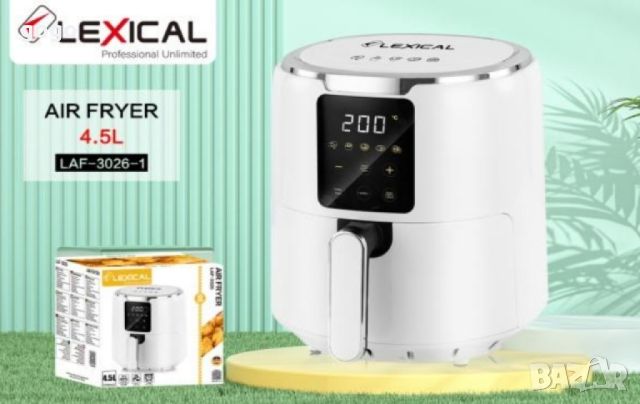 Еър фрайър Lexical Airfryer LAF-3026-1/2, 1300W 4.5L бял/черен, снимка 3 - Фритюрници - 45859793