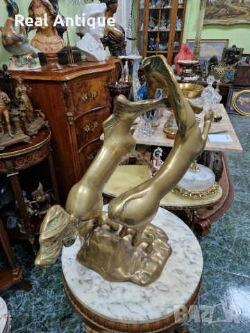 Уникална голяма антикварна английска бронзова фигура статуетка композиция , снимка 7 - Статуетки - 50979021