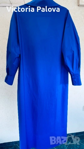 Ефектна италианска рокля - риза  LUMINA, кралско синьо, 100% памук, снимка 8 - Рокли - 54164733