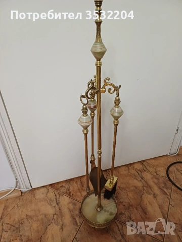 Бронзов сет за камина, снимка 2 - Антикварни и старинни предмети - 53223366