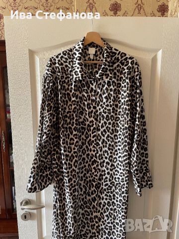 Нова ежедневна дълга елегантна леопардова тигрова рокля риза hm h&m вискоза , снимка 3 - Рокли - 45863584