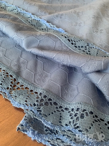 Покривка за кръгла маса* Дантела* Памук* Красиво синьо, снимка 2 - Покривки за маси - 51927757