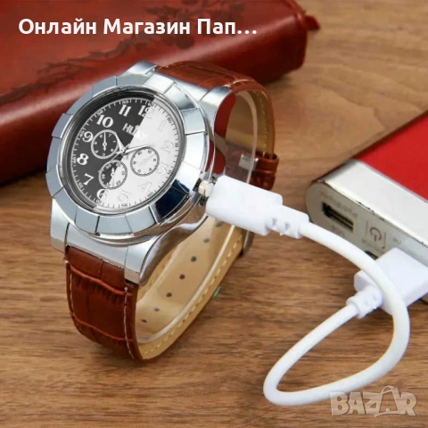 Мултифункционален кварцов часовник с USB запалка, снимка 4 - Мъжки - 53024818