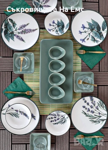 💜Разкошен Сервиз 21части Art Ceramica "Botanical Flowers"🌸💜, снимка 1