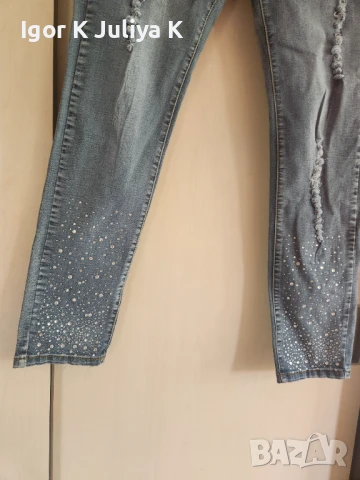 Дънки с кристали нови, снимка 3 - Дънки - 50655670