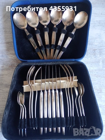 СССР комплект посребрени стари прибори за хранене , снимка 4 - Антикварни и старинни предмети - 53799650