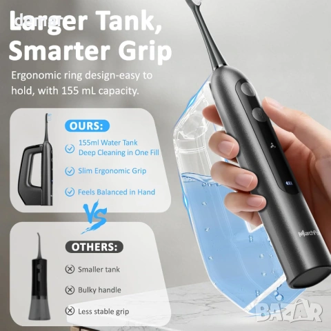 Marchpower 3-в-1 звукова електрическа четка за зъби със зъбен душ и вибрация под ъгъл 46°, снимка 7 - Други - 53707215