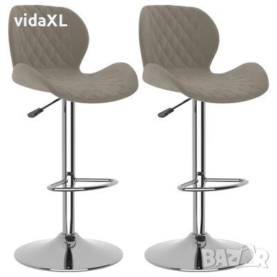 vidaXL Бар табуретки, 2 бр, светлосиви, кадифе（SKU:334911, снимка 1 - Дивани и мека мебел - 45700356
