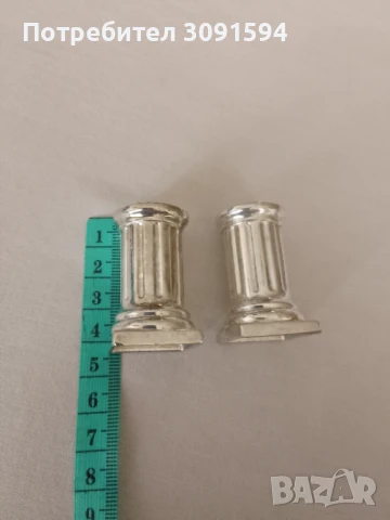 Солница и пиперница, римска колона, изработена от посребрен благороден метал, с квадратна основа. , снимка 5 - Други ценни предмети - 51241050