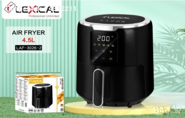 Еър фрайър Lexical Airfryer LAF-3026-1/2, 1300W 4.5L бял/черен, снимка 3 - Съдове за готвене - 48405023