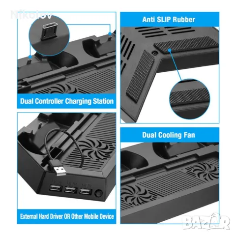 Вертикална стойка за PS4 с охлаждане, снимка 2 - PlayStation конзоли - 50308729