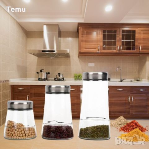 Комплект от три броя стъклени солнички за подправки, снимка 4 - Аксесоари за кухня - 45717852