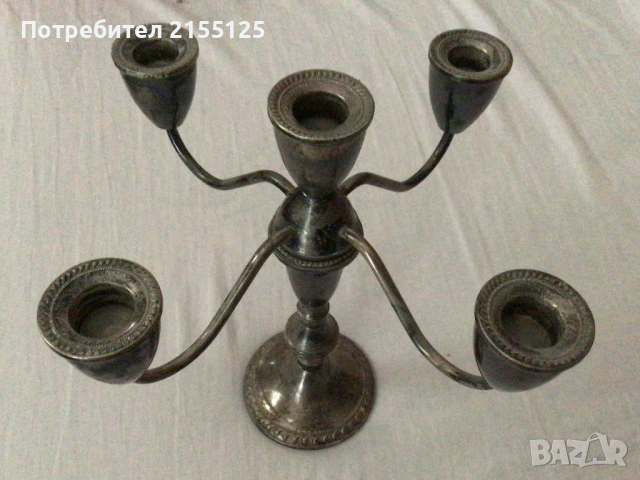 Красив стар ,сребърен свещник., снимка 2 - Антикварни и старинни предмети - 54178713