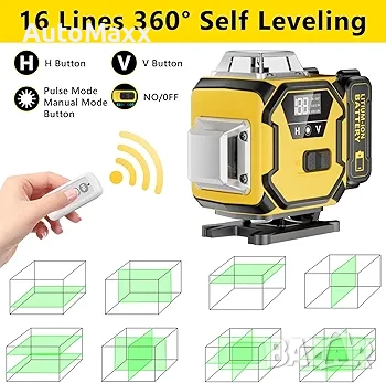 Лазерен нивелир 360°,самонивелиращ се,16 линии,4×360°,4D , снимка 2 - Измервателни инструменти - 52165800