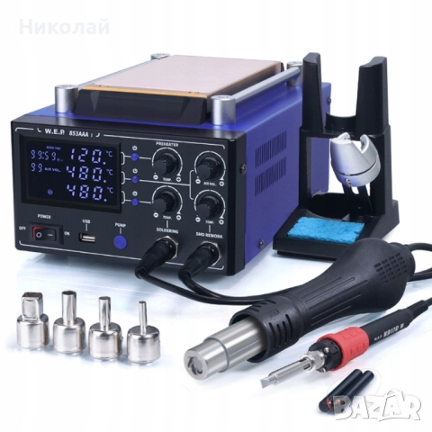 Станция за запояване WEP 853AAA-I с вграден вакуумен сепаратор 9'', поялник