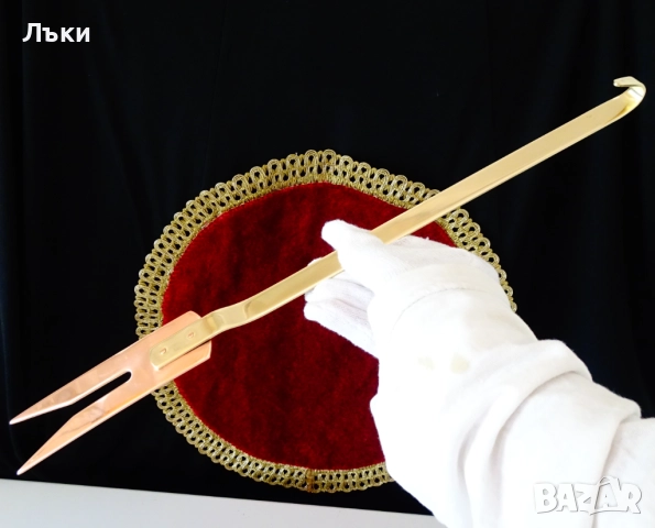 Медна вилица за месо,грил,чиста червена мед 42 см. , снимка 5 - Антикварни и старинни предмети - 51773170