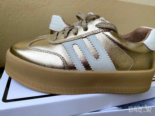 НОВИ Златни дамски кецове  естествена кожа — 37 , снимка 6 - Кецове - 52512651