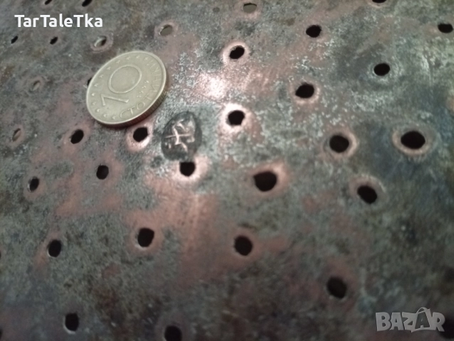 Бакър меден съд гевгир с печат на майстора, снимка 11 - Антикварни и старинни предмети - 51922385