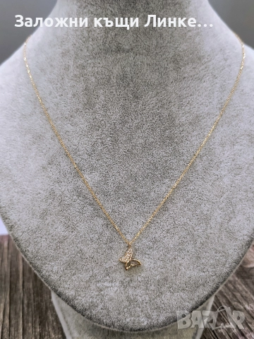 Златно Колие с Висулка Пеперуда 1.89гр / 14К, снимка 3 - Колиета, медальони, синджири - 52749017