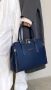 Стилна дамска чанта с две прегради в синьо, снимка 2