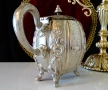 Посребрен меден чайник,кана,ковани орнаменти Шефилд,печат. , снимка 9